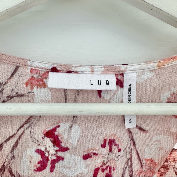 LUQ Pink Floral Tie Hem Top - Picture 3 of 5